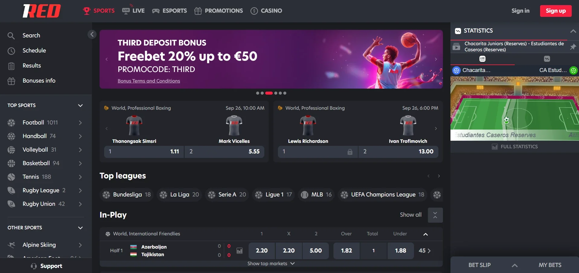 1Red casino betting